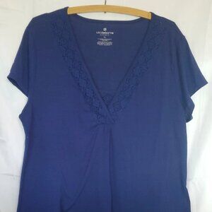 Liz Claiborne Liz Wear two-piece pajama set navy blue lace trim sz xl